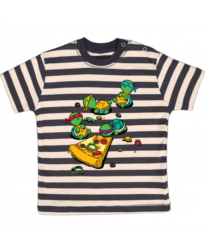 Camiseta Bebé a Rayas Pizza lover por flyingmouse365