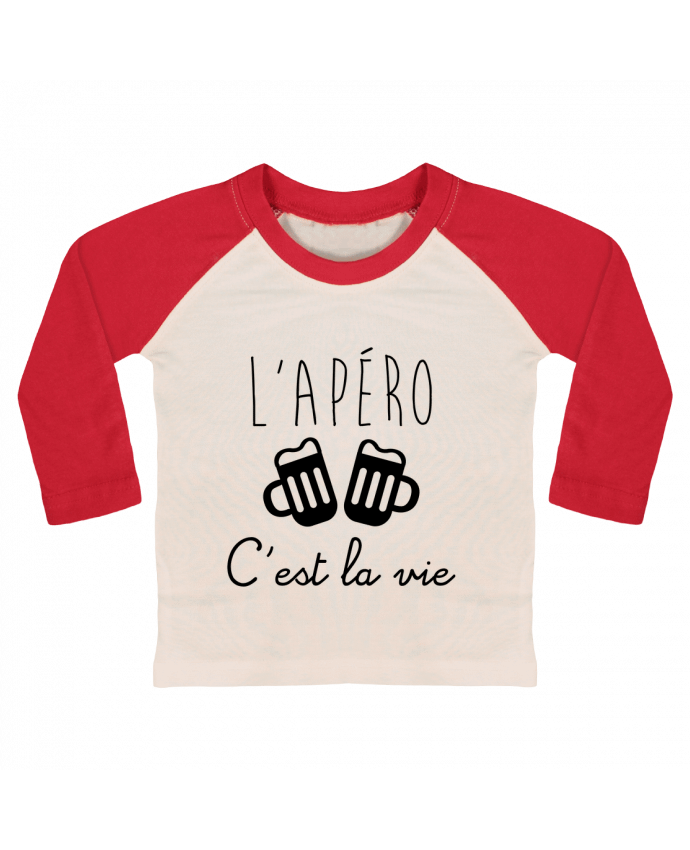 T-shirt baby Baseball long sleeve L'apéro c'est la vie , humour , alcool , drôle by Benichan
