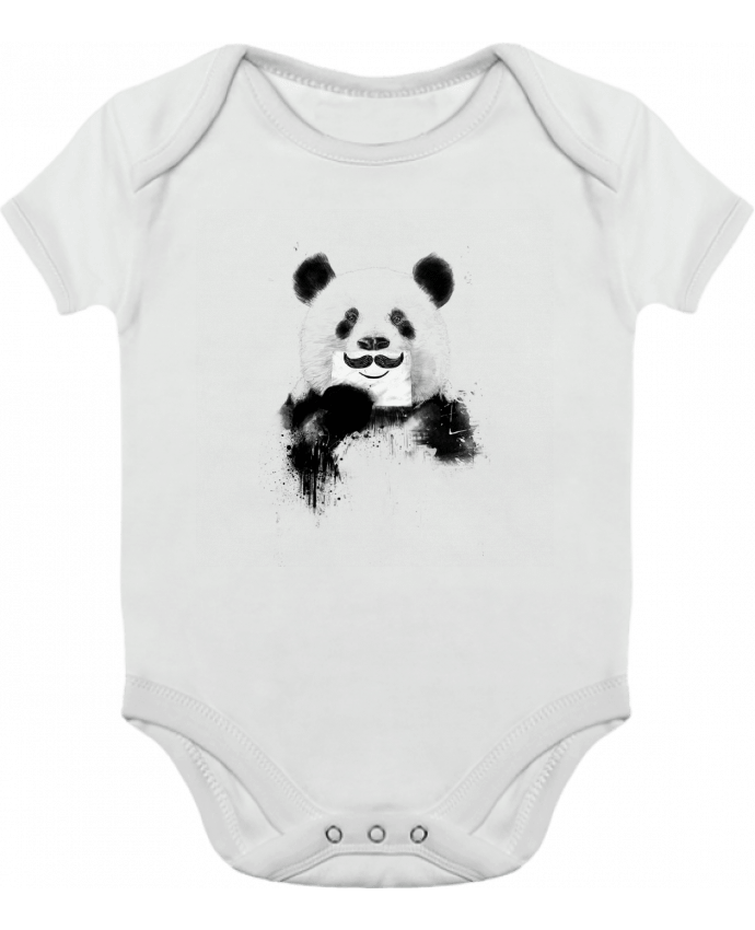 Body bébé manches contrastées Funny Panda Balàzs Solti par Balàzs Solti