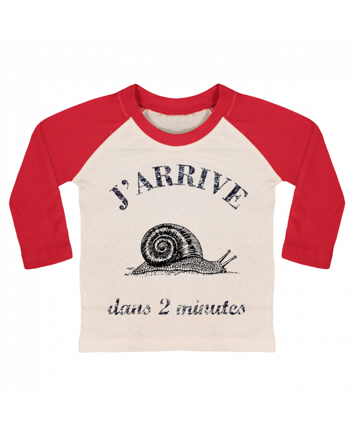 T-shirt baby Baseball long sleeve J'arrive dans 2 minutes by Promis