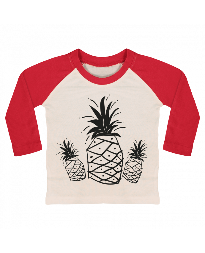 T-shirt baby Baseball long sleeve CRAZY PINEAPPLE by IDÉ'IN