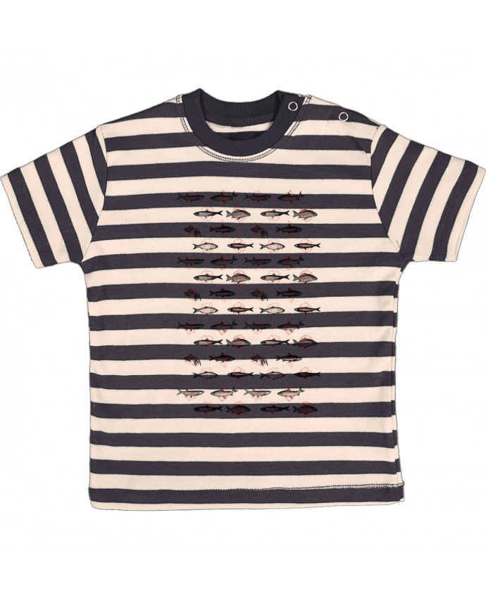 Tee-shirt bébé à rayures Fishes in geometrics par Florent Bodart