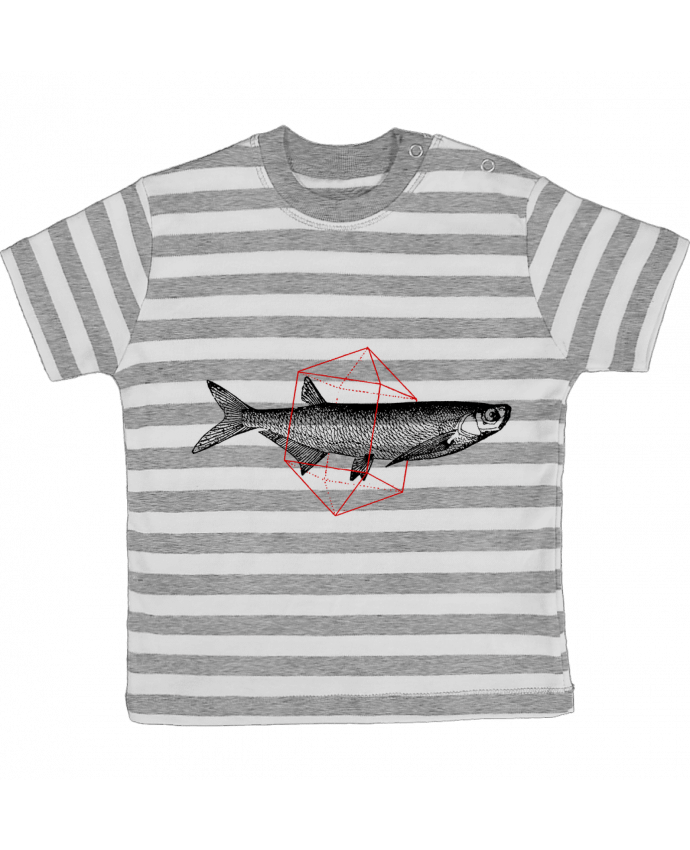 T-shirt baby with stripes Fish in geometrics by Florent Bodart