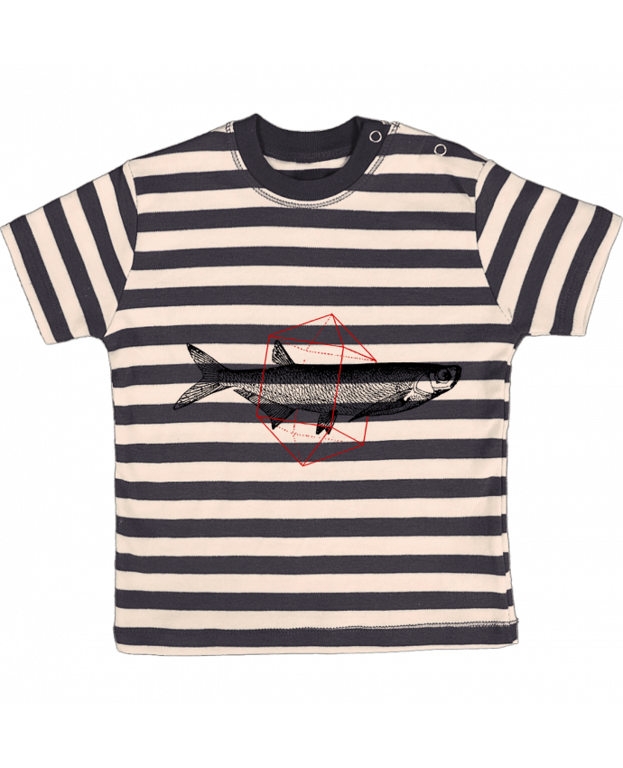 Tee-shirt bébé à rayures Fish in geometrics par Florent Bodart