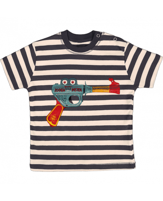 Camiseta Bebé a Rayas Gun Toy por Florent Bodart