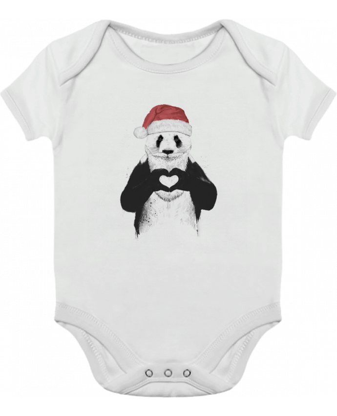 Body bébé manches contrastées Santa Panda par Balàzs Solti