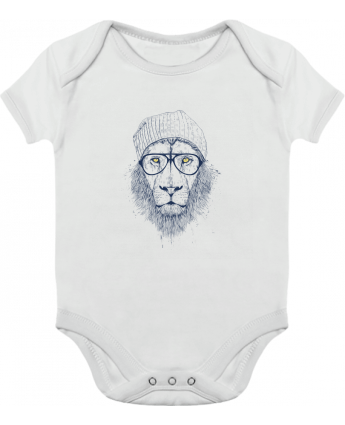Body bébé manches contrastées Cool Lion par Balàzs Solti