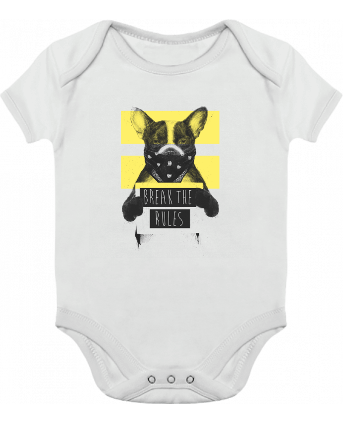 Body bébé manches contrastées rebel_dog_yellow par Balàzs Solti
