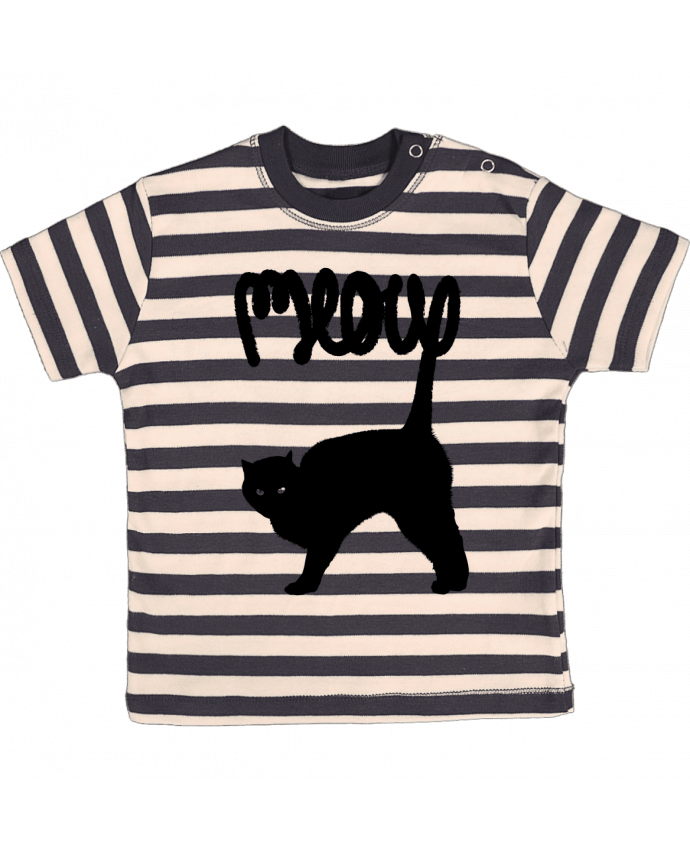 T-shirt baby with stripes Meow by Florent Bodart