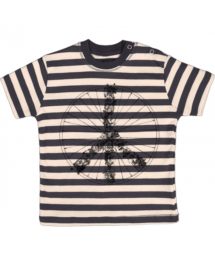 T-shirt baby with stripes Peace and Bike Lines by Florent Bodart