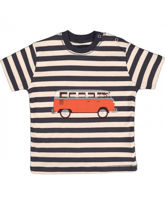 Tee-shirt bébé à rayures Red Van par Florent Bodart