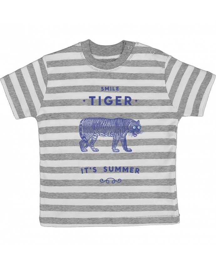 Camiseta Bebé a Rayas Smile Tiger por Florent Bodart