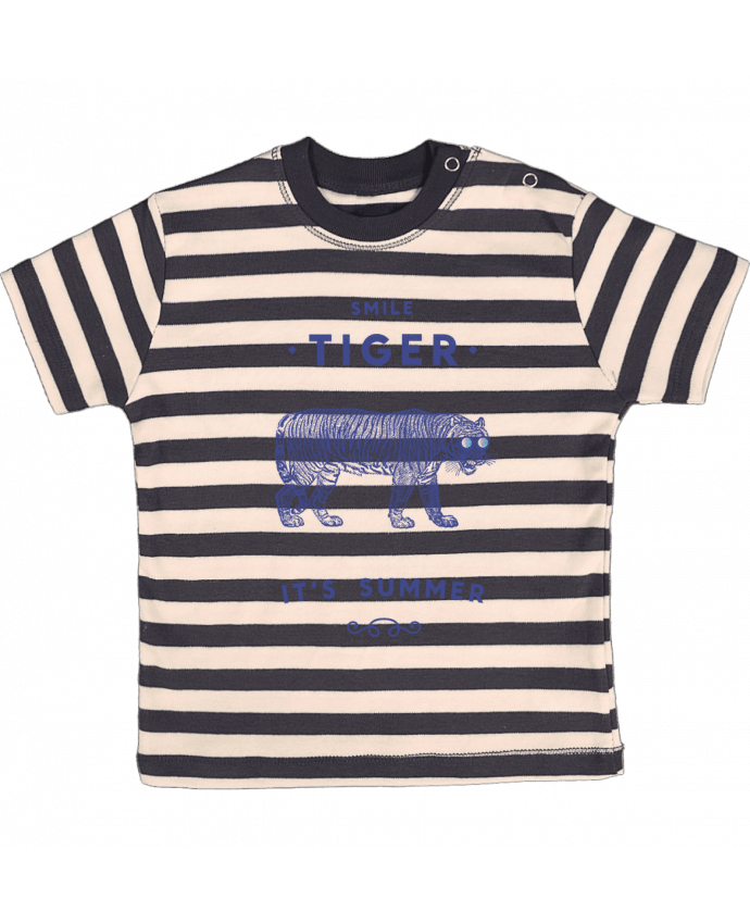 T-shirt baby with stripes Smile Tiger by Florent Bodart