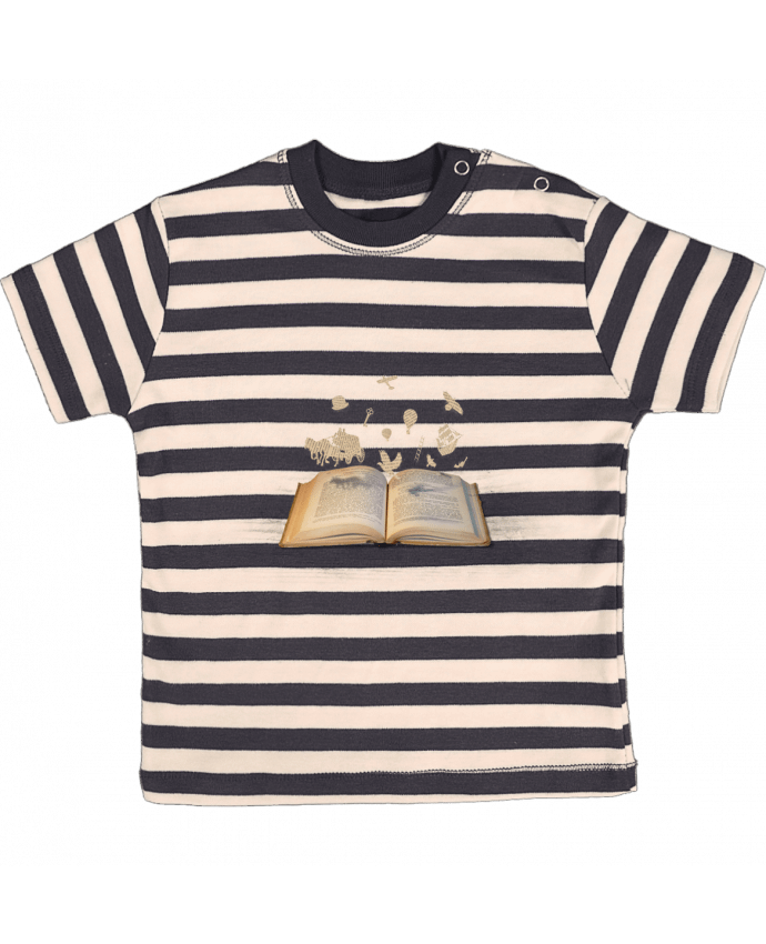 T-shirt baby with stripes Words take flight by Florent Bodart