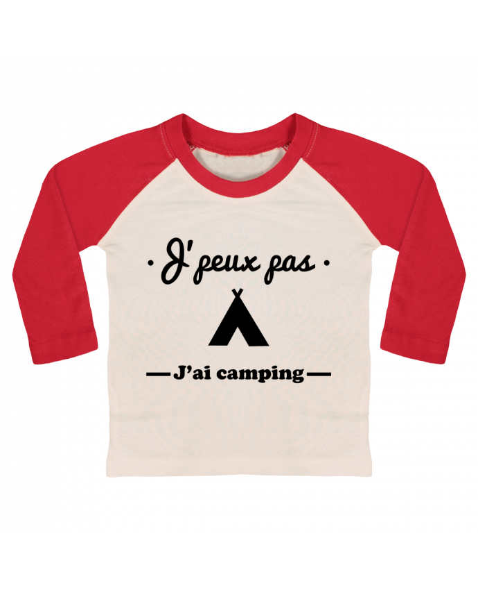 Camiseta Bebé Béisbol Manga Larga J'peux pas j'ai camping por Benichan