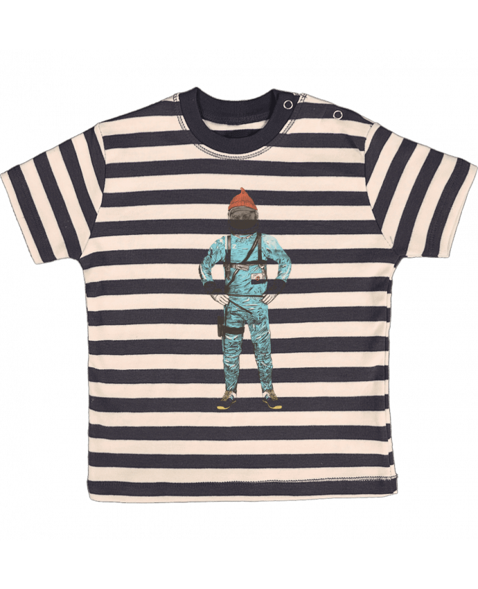 Tee-shirt bébé à rayures Zissou in space par Florent Bodart