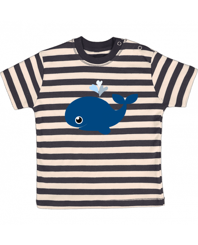 Tee-shirt bébé à rayures Baleine coeur par WBang