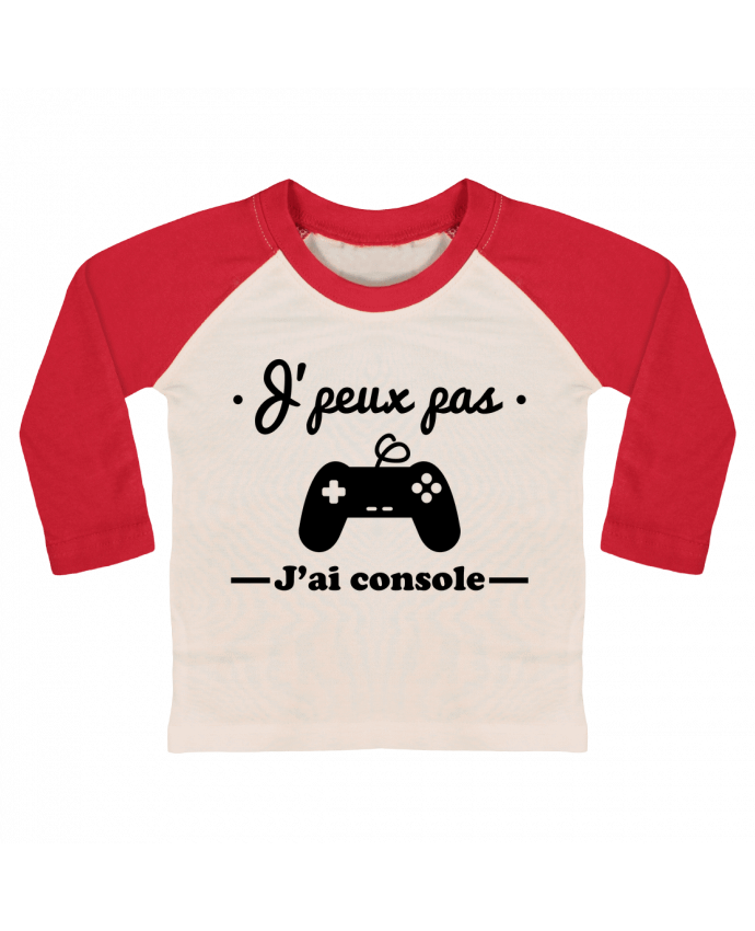 Camiseta Bebé Béisbol Manga Larga J'peux pas j'ai console ,geek,gamer,gaming por Benichan