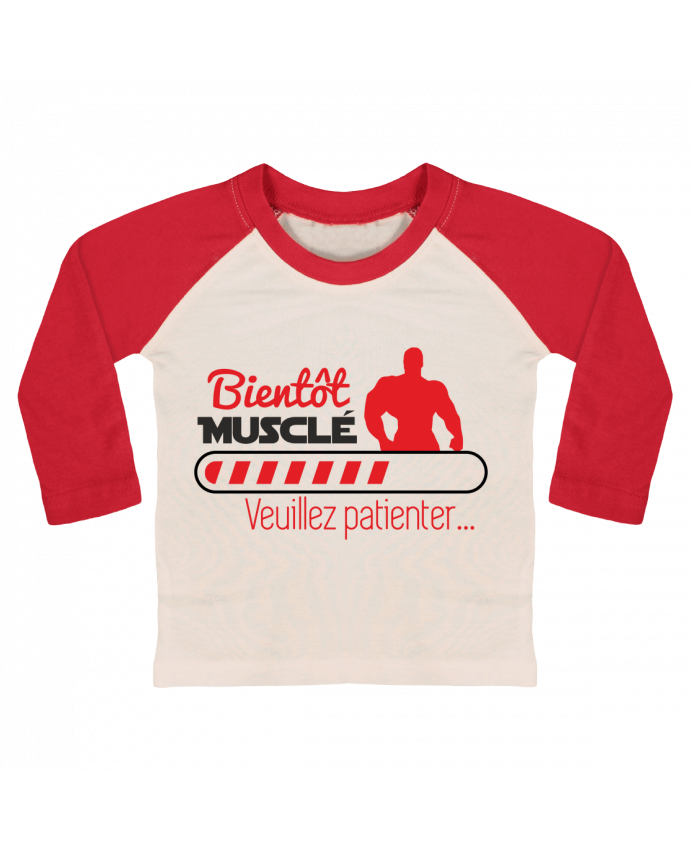 Tee-shirt Bébé Baseball ML Bientôt musclé, musculation, muscu, humour par Benichan