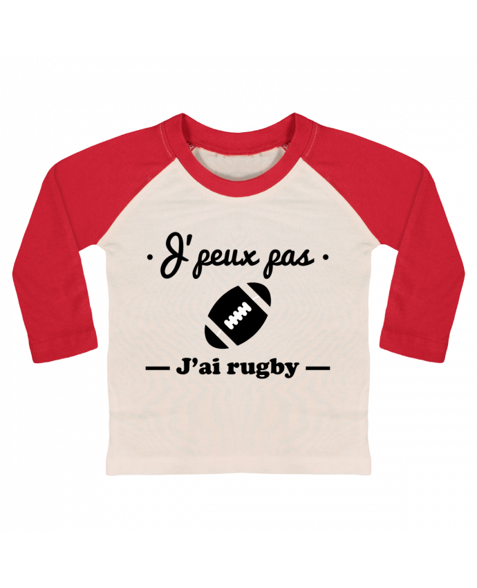 Camiseta Bebé Béisbol Manga Larga J'peux pas j'ai rugby por Benichan