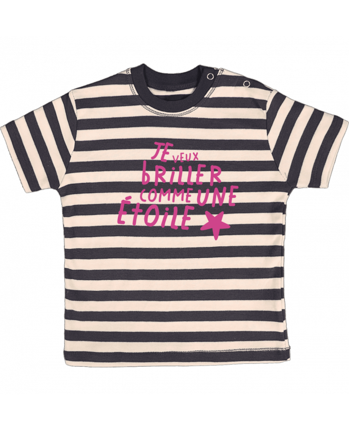 T-shirt baby with stripes Briller comme une étoile by tunetoo