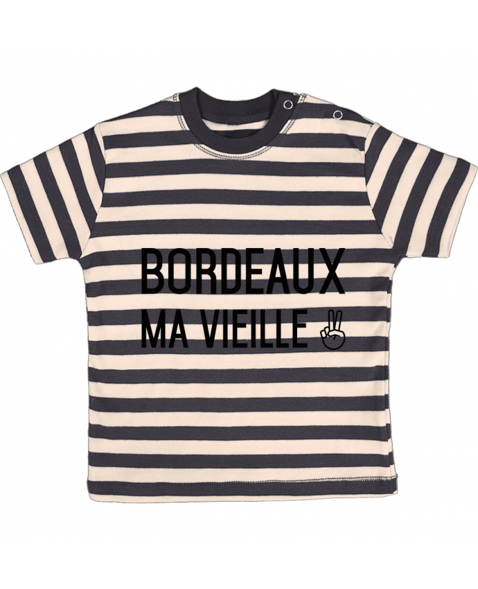 Camiseta Bebé a Rayas Bordeaux ma vieille por tunetoo