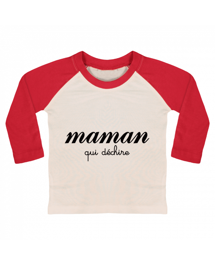 Camiseta Bebé Béisbol Manga Larga Maman qui déchire por Freeyourshirt.com