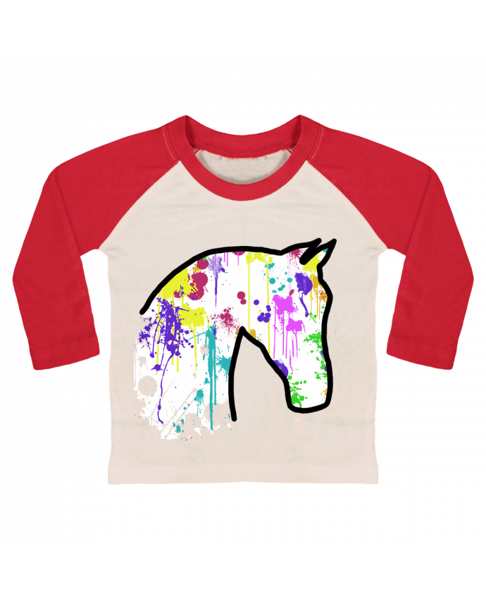 T-shirt baby Baseball long sleeve Cheval éclaboussures by Tasca