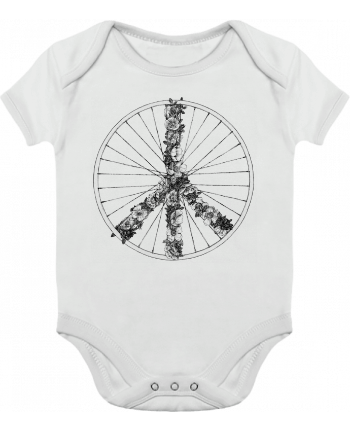 Body bébé manches contrastées Peace and Bike Lines par Florent Bodart