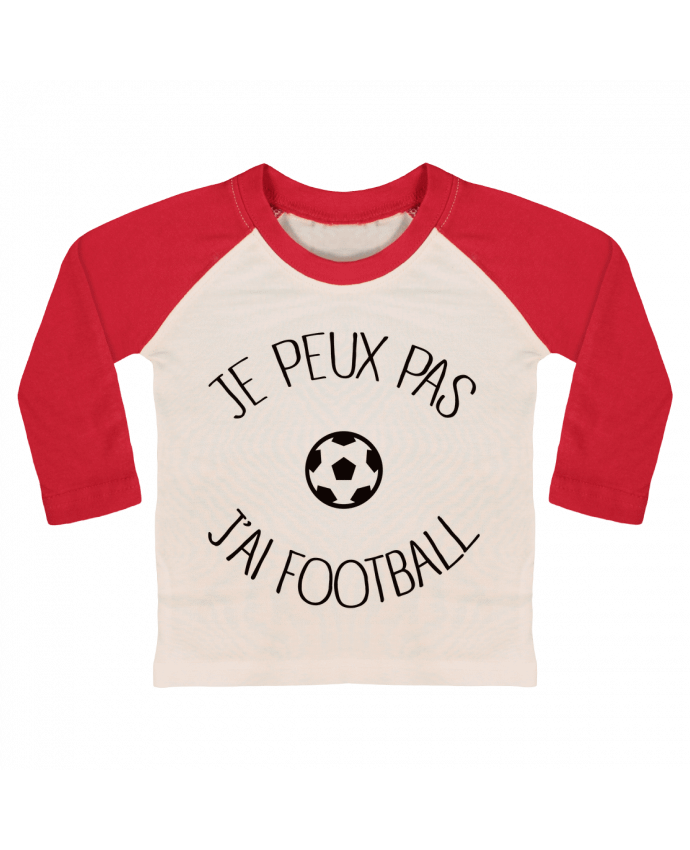 Camiseta Bebé Béisbol Manga Larga Je peux pas j'ai Football por Freeyourshirt.com