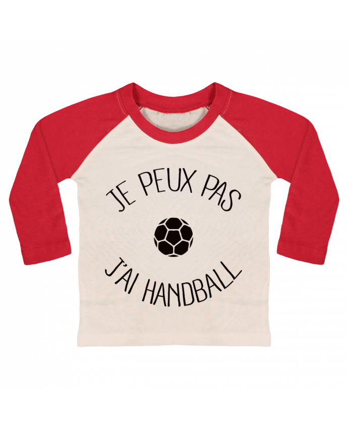 Camiseta Bebé Béisbol Manga Larga Je peux pas j'ai Handball por Freeyourshirt.com