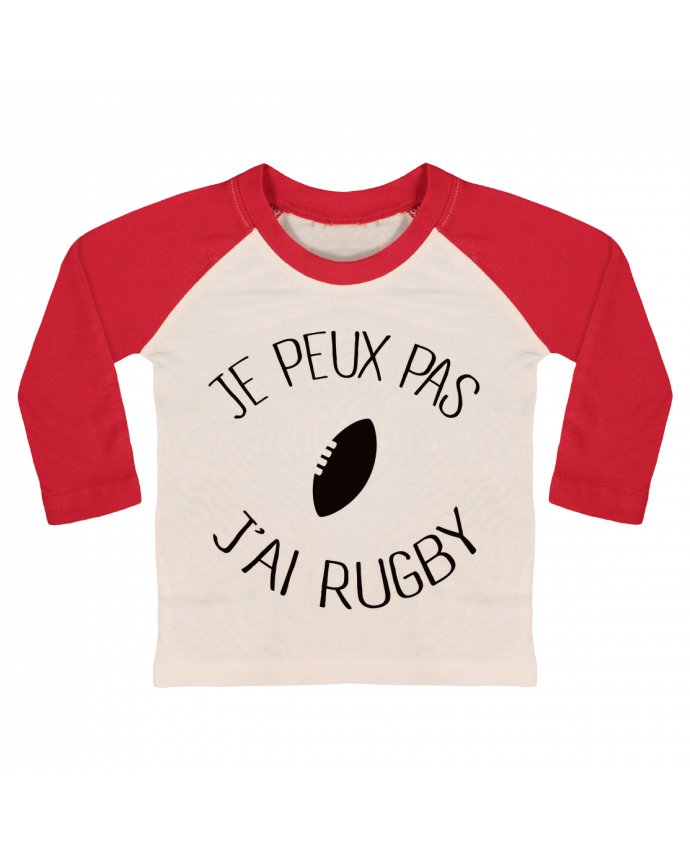 Camiseta Bebé Béisbol Manga Larga Je peux pas j'ai rugby por Freeyourshirt.com