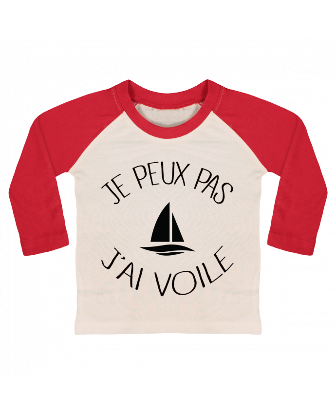 Camiseta Bebé Béisbol Manga Larga Je peux pas j'ai voile por Freeyourshirt.com