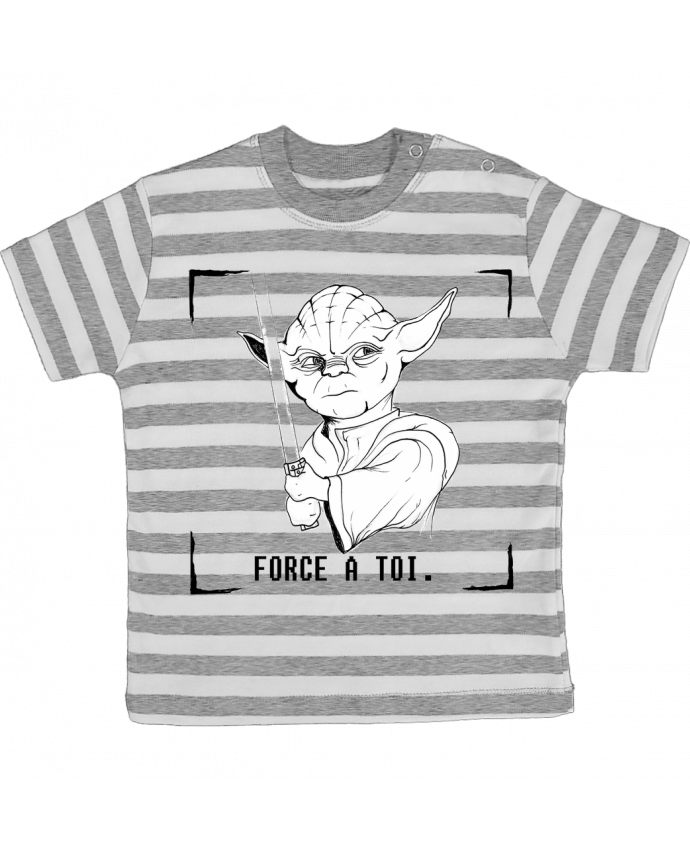 Tee-shirt bébé à rayures Maître Yoda par Paulo Makesart