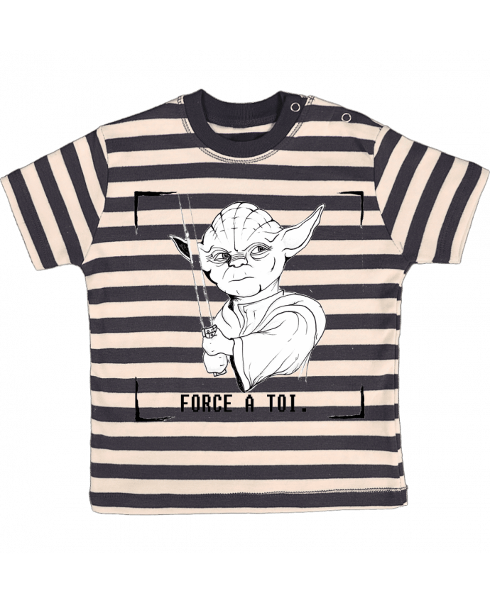 T-shirt baby with stripes Maître Yoda by Paulo Makesart