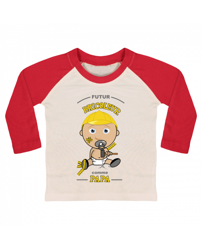 Camiseta Bebé Béisbol Manga Larga Bébé Futur Bricoleur Comme papa por GraphiCK-Kids