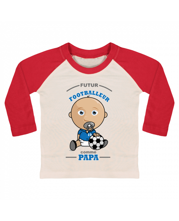 T-shirt baby Baseball long sleeve Futur Footballeur comme papa by GraphiCK-Kids
