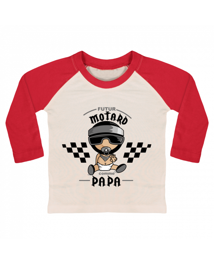 T-shirt baby Baseball long sleeve Futur Motard Comme Papa by GraphiCK-Kids