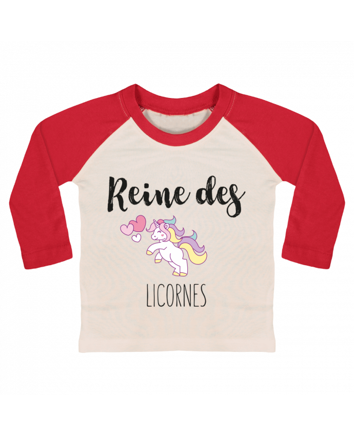 Camiseta Bebé Béisbol Manga Larga Reine des licornes por tunetoo