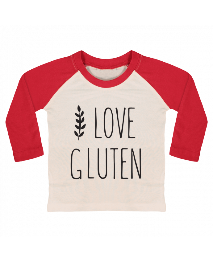 T-shirt baby Baseball long sleeve I love gluten by Ruuud by Ruuud