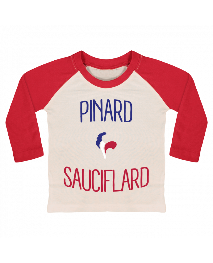 Tee-shirt Bébé Baseball ML Pinard Sauciflard par Freeyourshirt.com