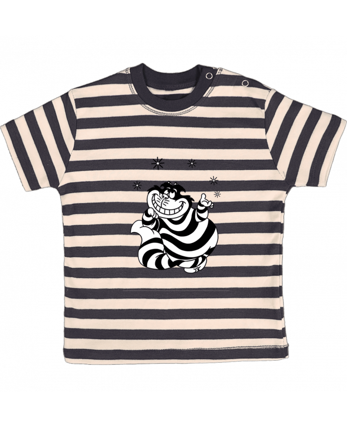 Camiseta Bebé a Rayas Cheshire cat por tattooanshort