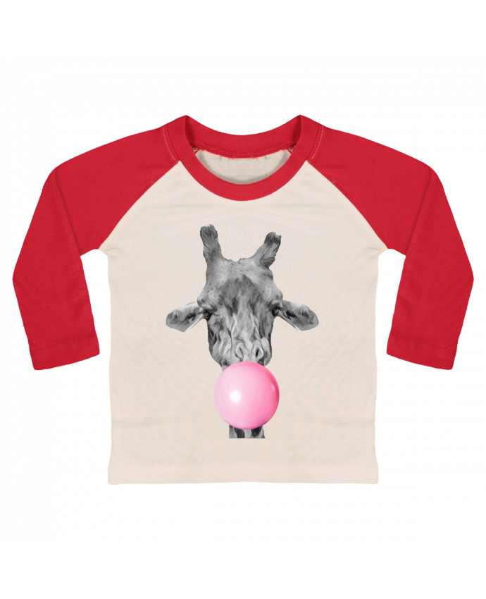 T-shirt baby Baseball long sleeve Girafe bulle by justsayin