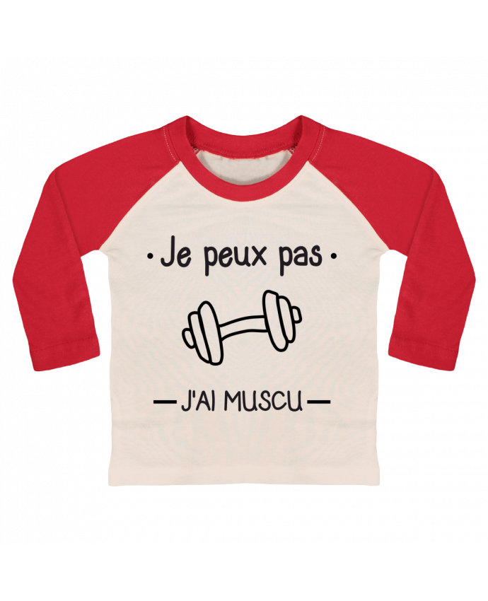 Camiseta Bebé Béisbol Manga Larga Je peux pas j'ai muscu, musculation por Benichan