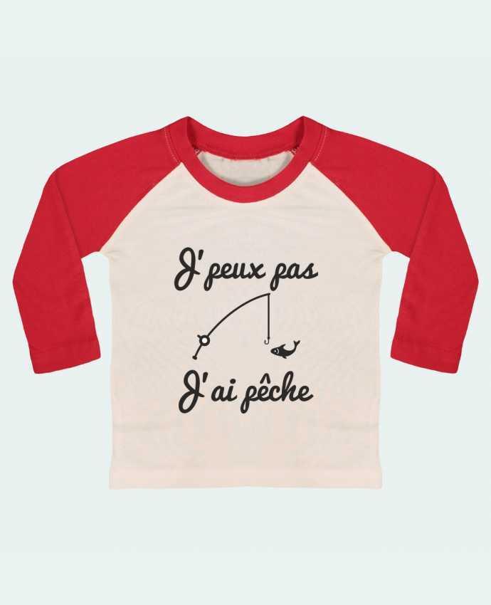 Tee-shirt Bébé Baseball ML J'peux pas j'ai pêche,tee shirt pécheur,pêcheur par Benichan