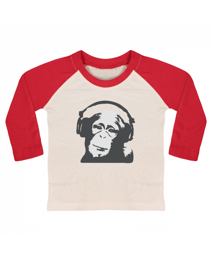 Camiseta Bebé Béisbol Manga Larga DJ monkey por justsayin