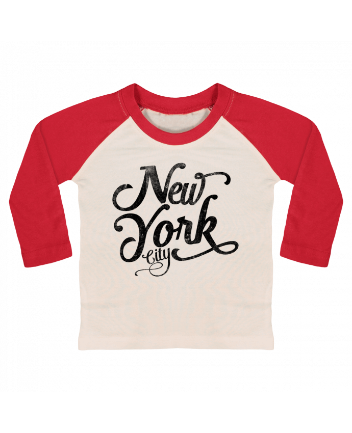 T-shirt baby Baseball long sleeve New York City typographie by justsayin