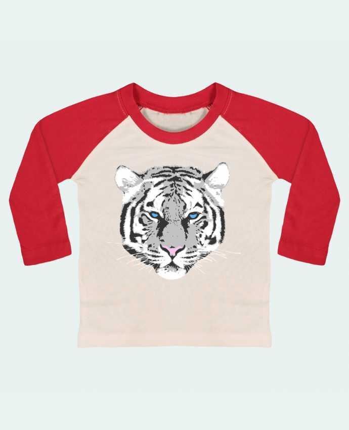 T-shirt baby Baseball long sleeve Tigre blanc by justsayin