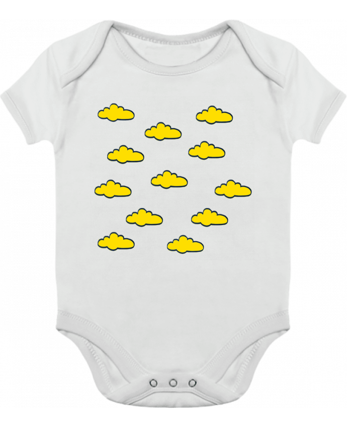 Body bébé manches contrastées Nuages jaunes par SuzonCreations