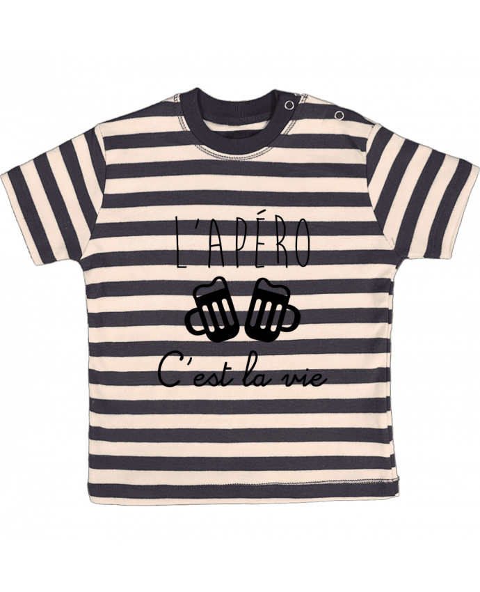 Camiseta Bebé a Rayas L'apéro c'est la vie , humour , alcool , drôle por Benichan